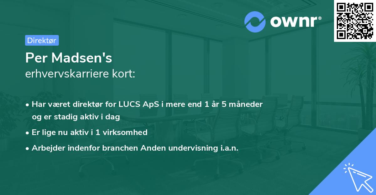 Per Madsen's erhvervskarriere kort