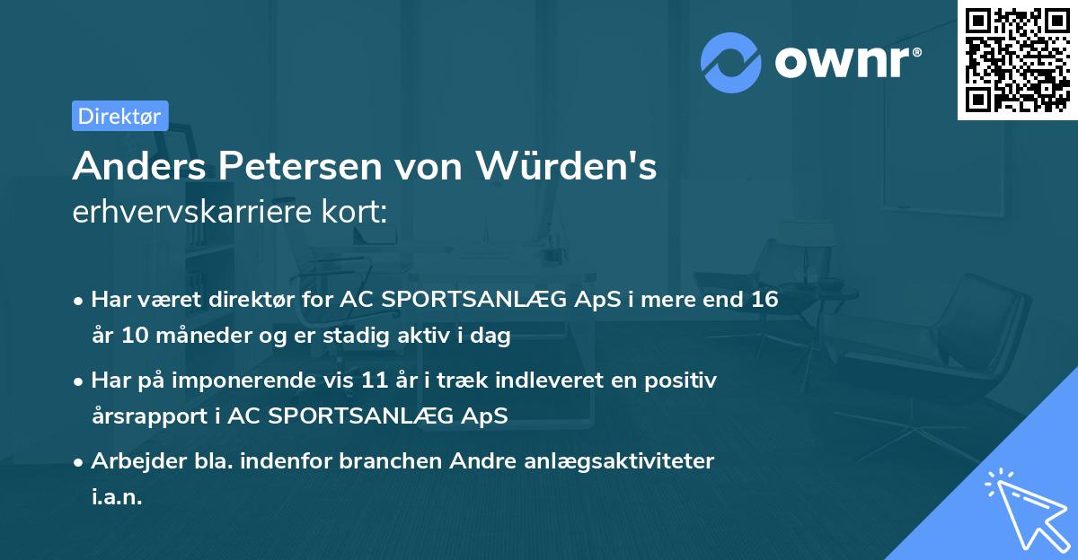 Anders Petersen von Würden's erhvervskarriere kort
