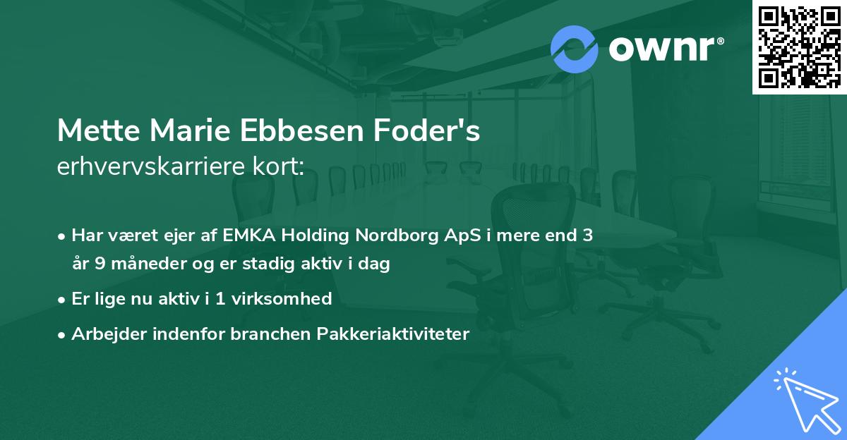 Mette Marie Ebbesen Foder's erhvervskarriere kort