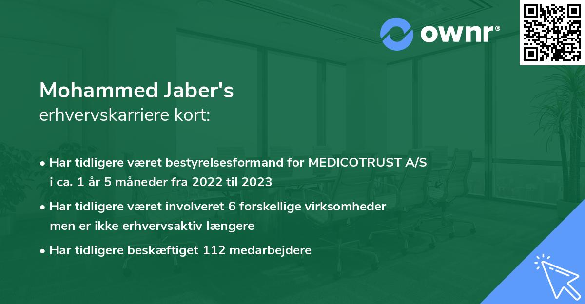 Mohammed Jaber's erhvervskarriere kort