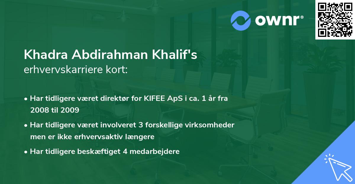 Khadra Abdirahman Khalif's erhvervskarriere kort