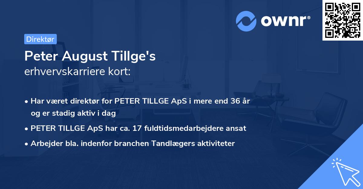 Peter August Tillge's erhvervskarriere kort