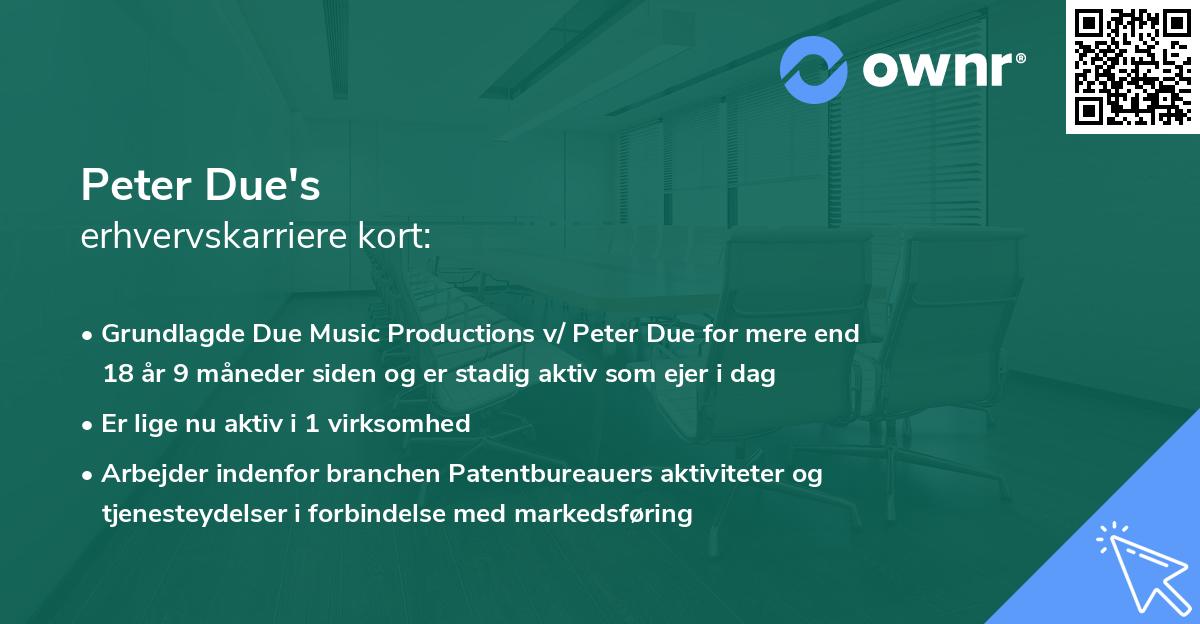 Peter Due's erhvervskarriere kort