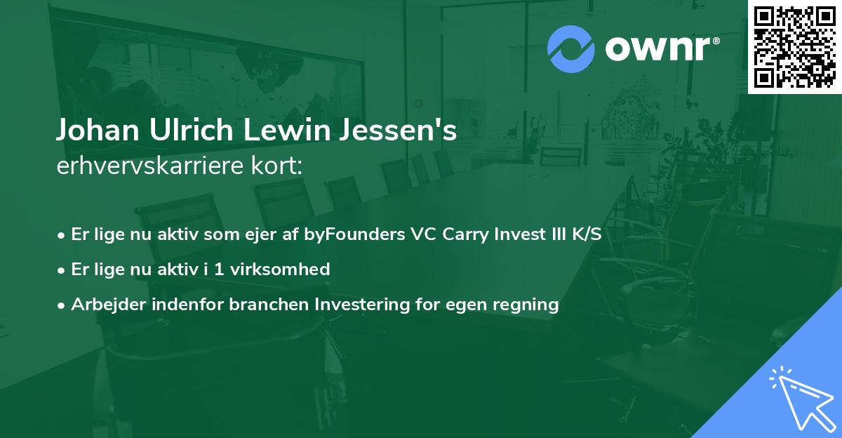 Johan Ulrich Lewin Jessen's erhvervskarriere kort