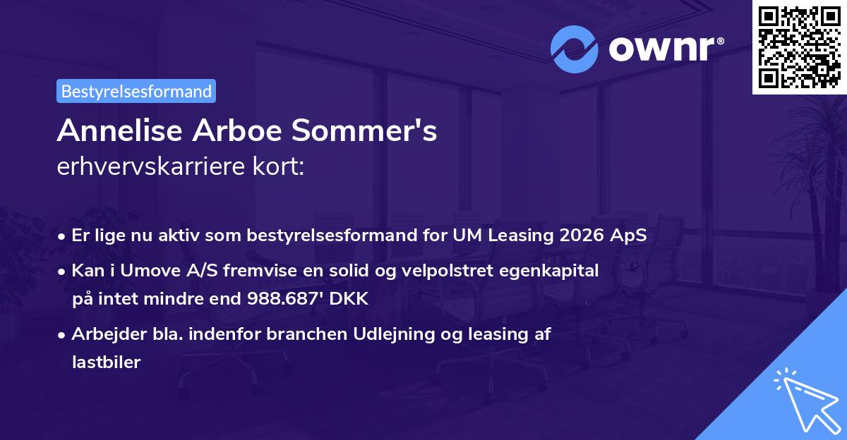 Annelise Arboe Sommer's erhvervskarriere kort