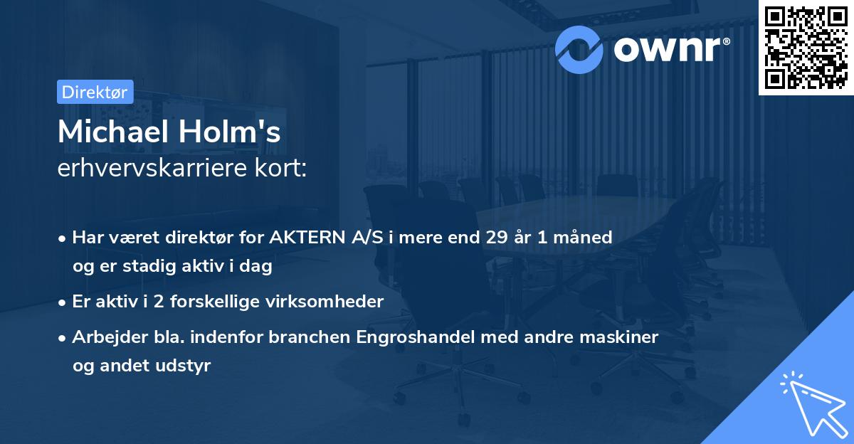 Michael Holm's erhvervskarriere kort
