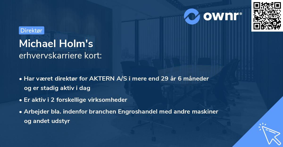 Michael Holm's erhvervskarriere kort
