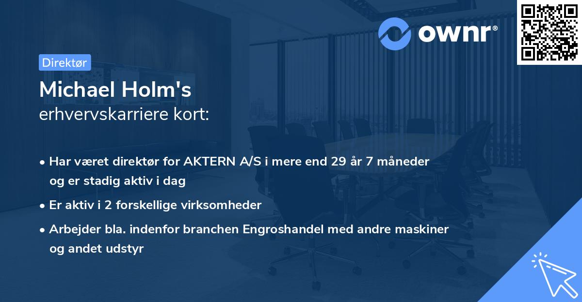 Michael Holm's erhvervskarriere kort
