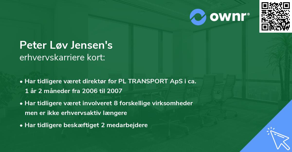 Peter Løv Jensen's erhvervskarriere kort