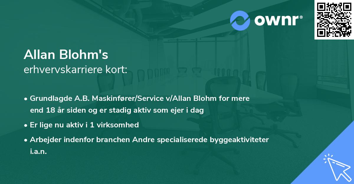 Allan Blohm's erhvervskarriere kort