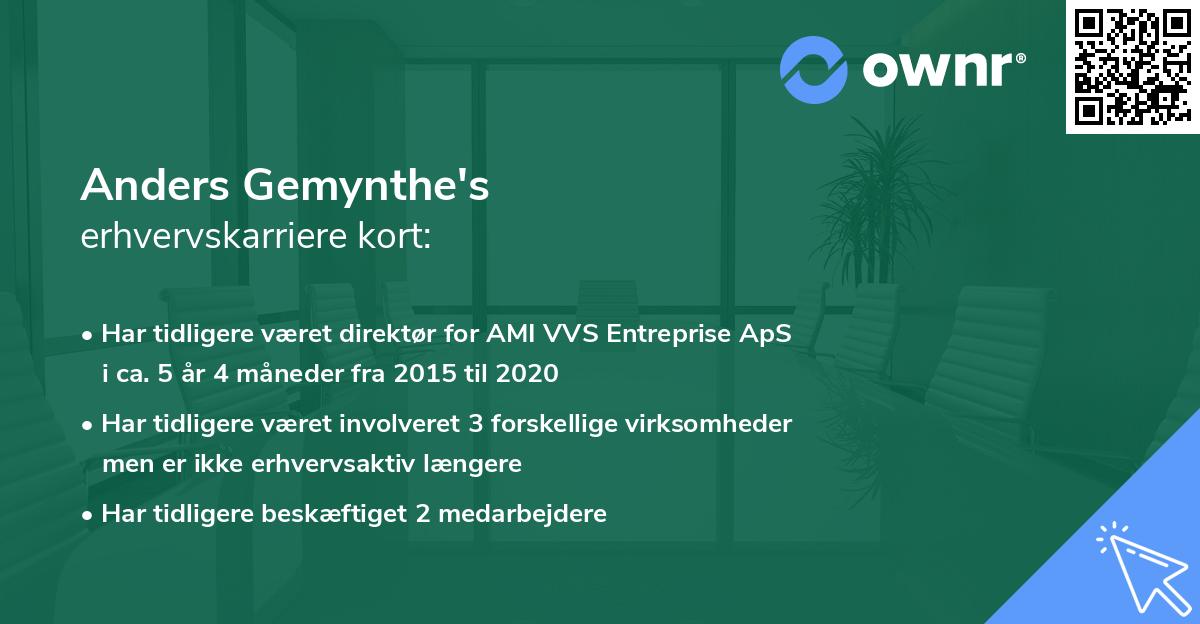 Anders Gemynthe's erhvervskarriere kort