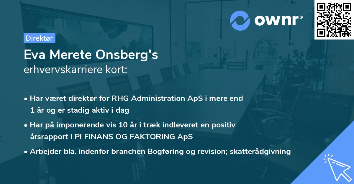 Eva Merete Onsberg's erhvervskarriere kort