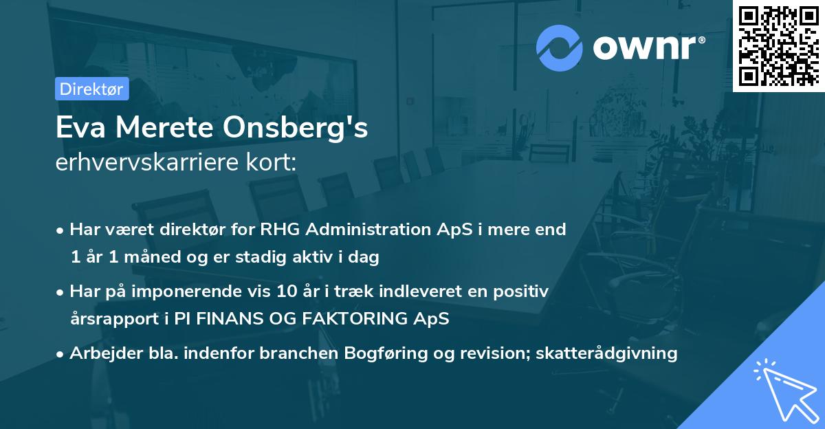 Eva Merete Onsberg's erhvervskarriere kort
