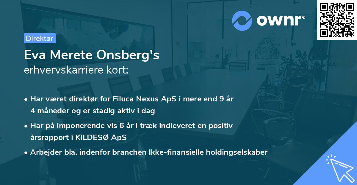 Eva Merete Onsberg's erhvervskarriere kort