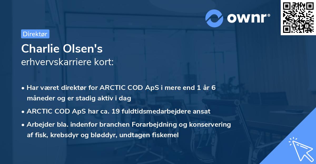 Charlie Olsen's erhvervskarriere kort