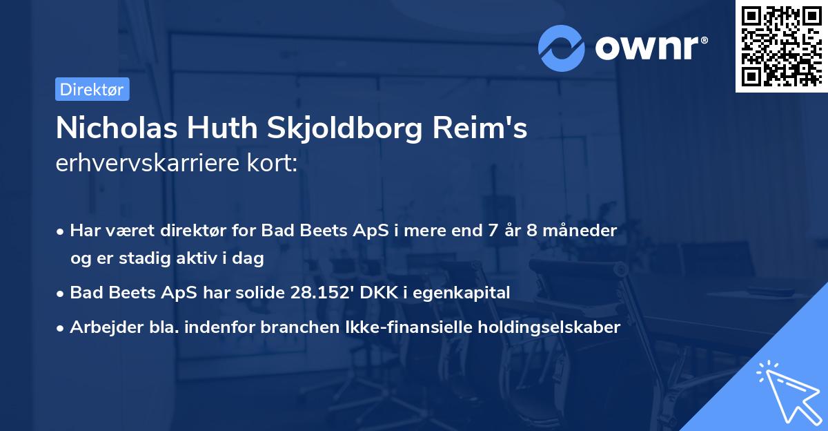 Nicholas Huth Skjoldborg Reim's erhvervskarriere kort