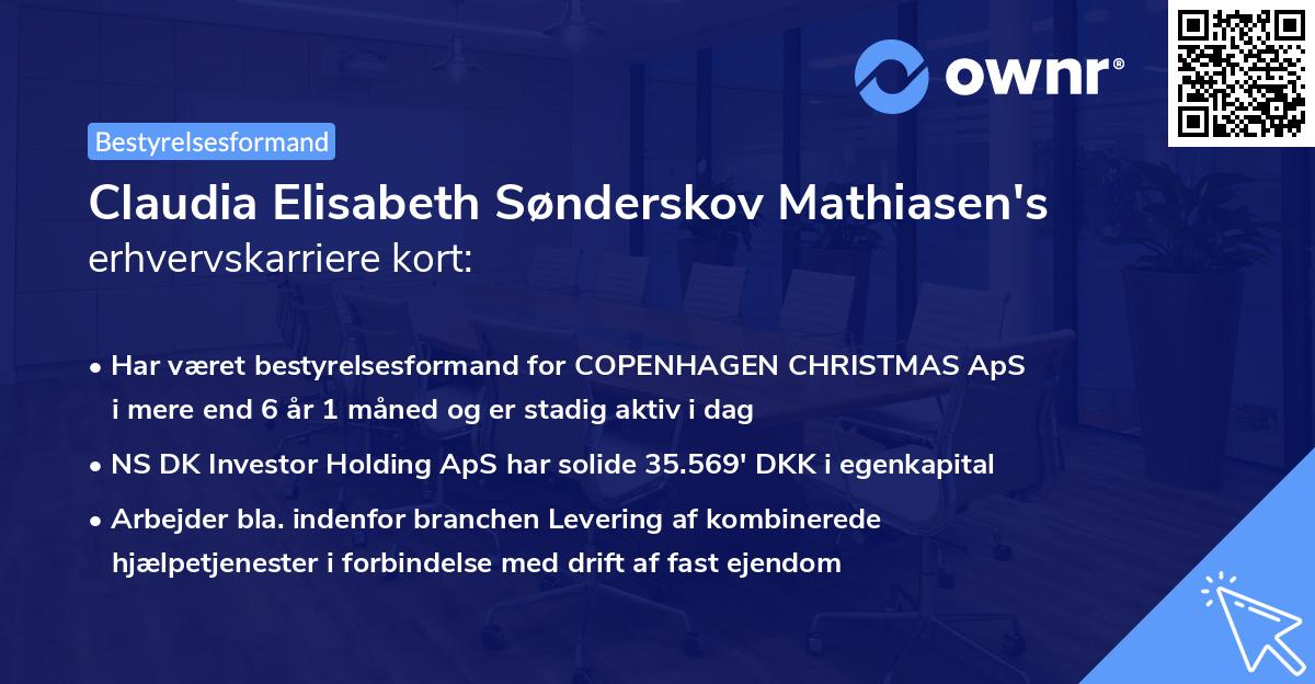Claudia Elisabeth Sønderskov Mathiasen's erhvervskarriere kort