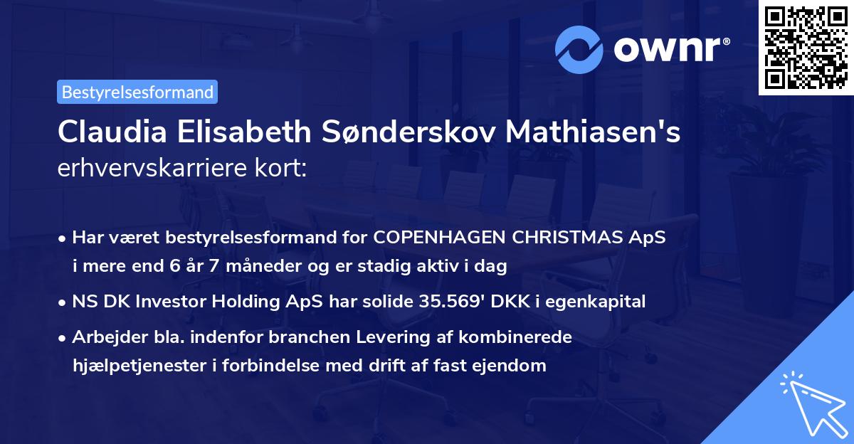 Claudia Elisabeth Sønderskov Mathiasen's erhvervskarriere kort
