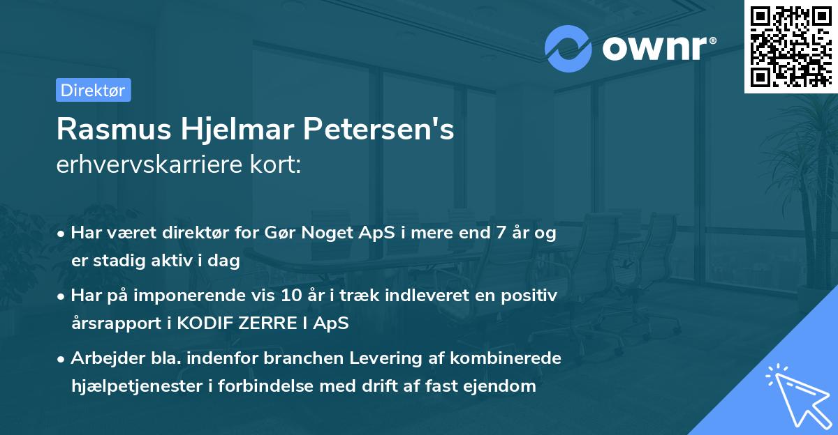 Rasmus Hjelmar Petersen's erhvervskarriere kort