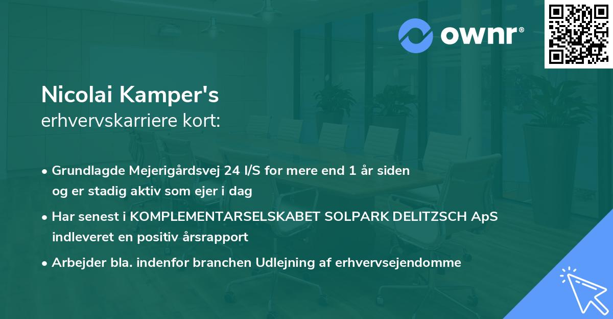 Nicolai Kamper's erhvervskarriere kort