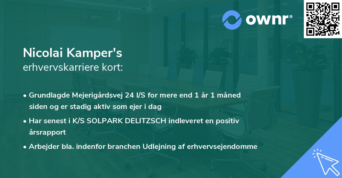 Nicolai Kamper's erhvervskarriere kort