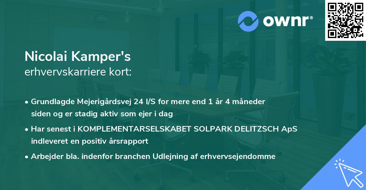 Nicolai Kamper's erhvervskarriere kort