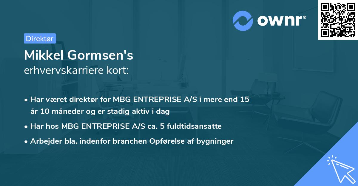 Mikkel Gormsen's erhvervskarriere kort