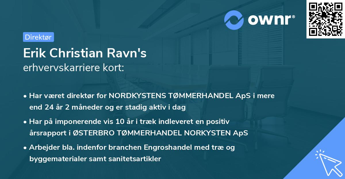 Erik Christian Ravn's erhvervskarriere kort