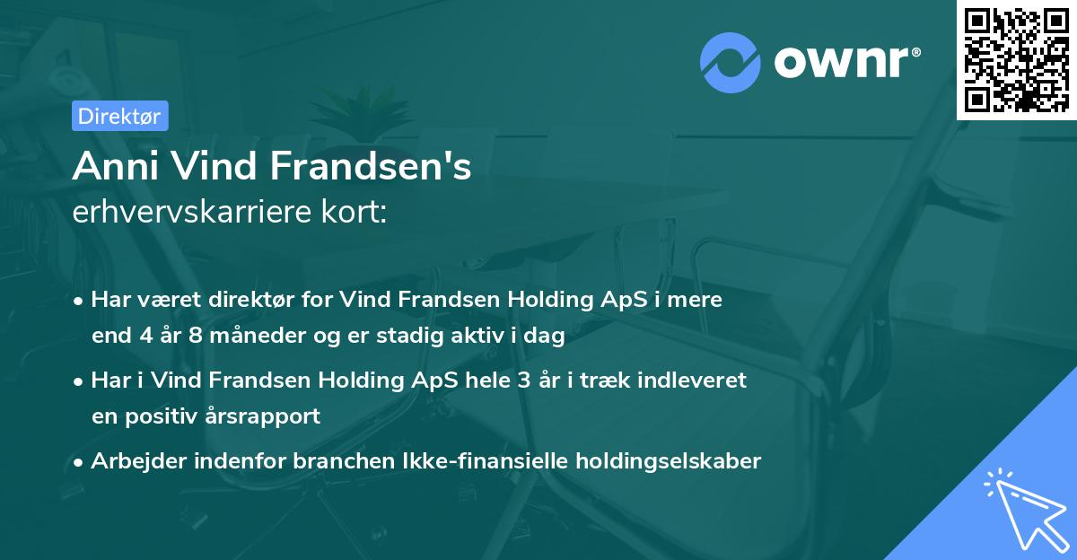 Anni Vind Frandsen's erhvervskarriere kort