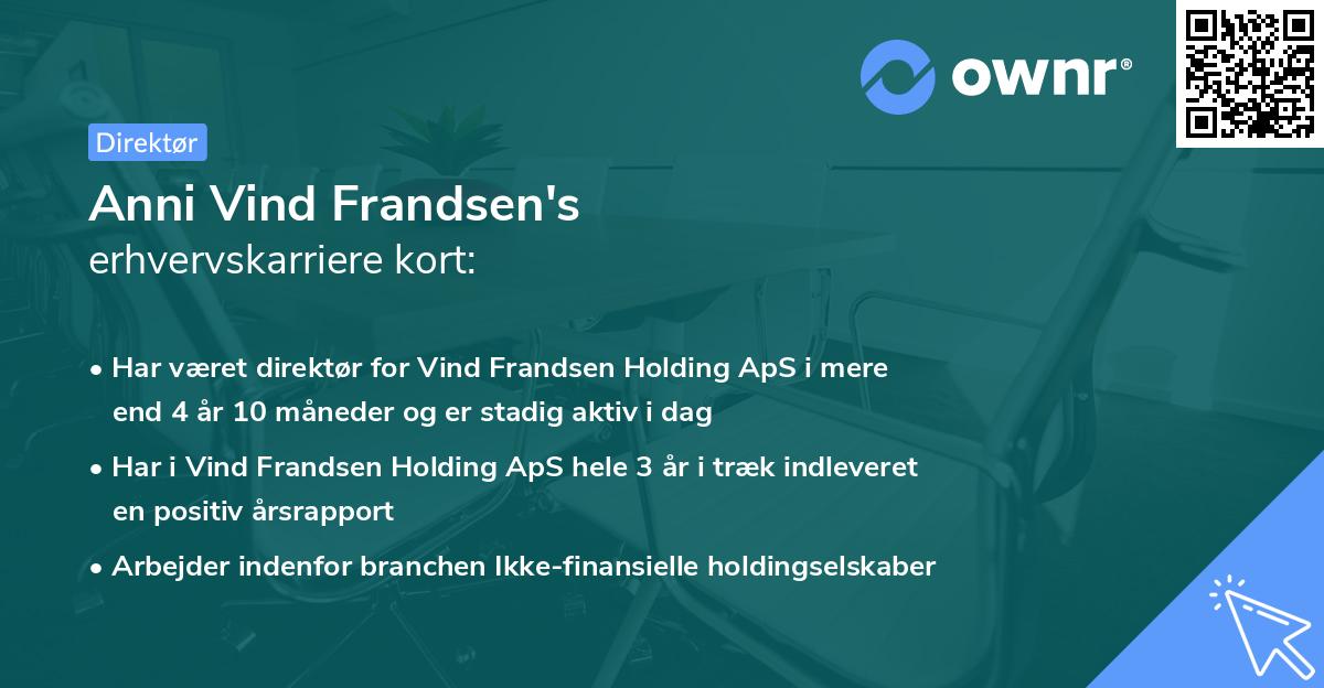 Anni Vind Frandsen's erhvervskarriere kort