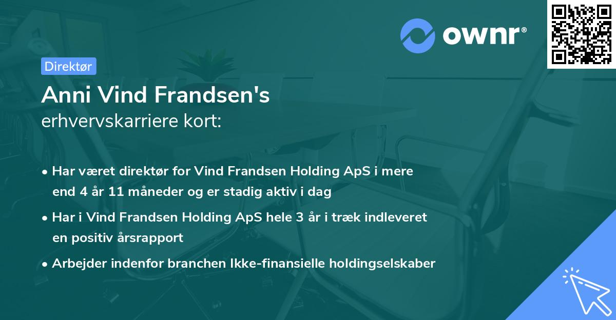 Anni Vind Frandsen's erhvervskarriere kort