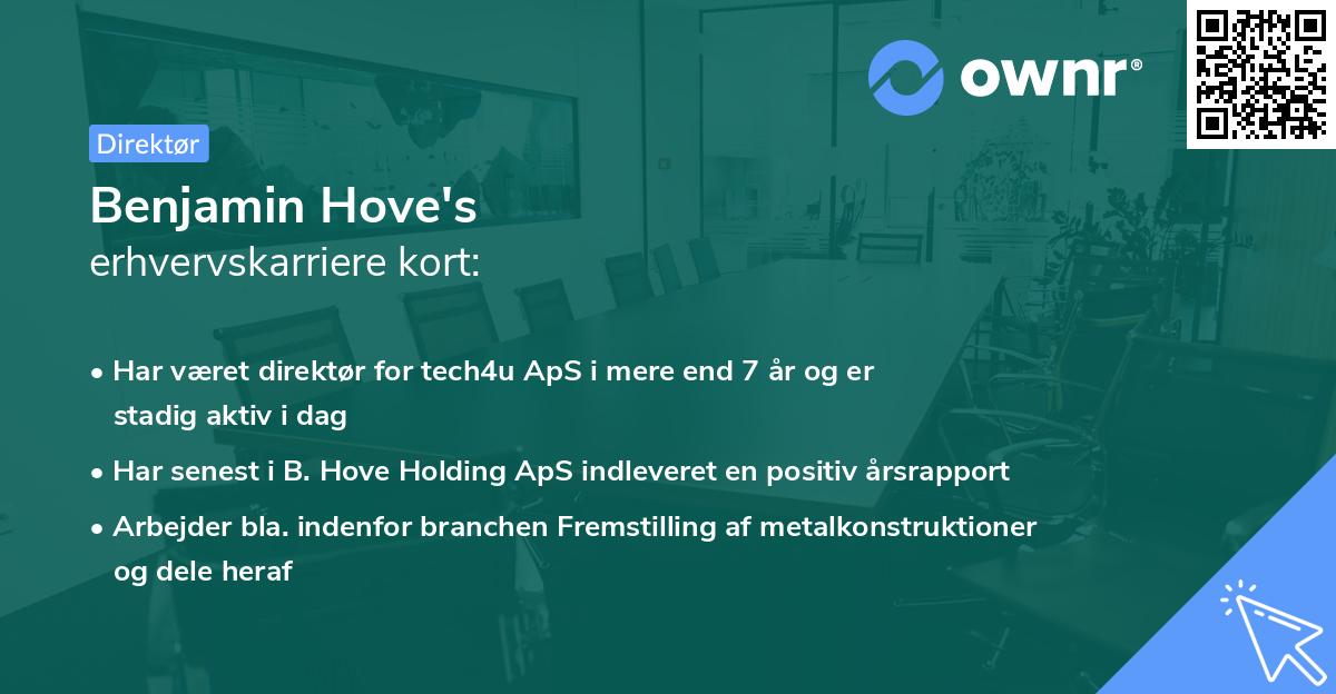 Benjamin Hove's erhvervskarriere kort