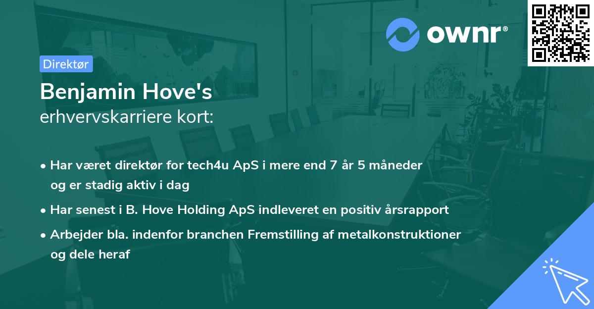 Benjamin Hove's erhvervskarriere kort