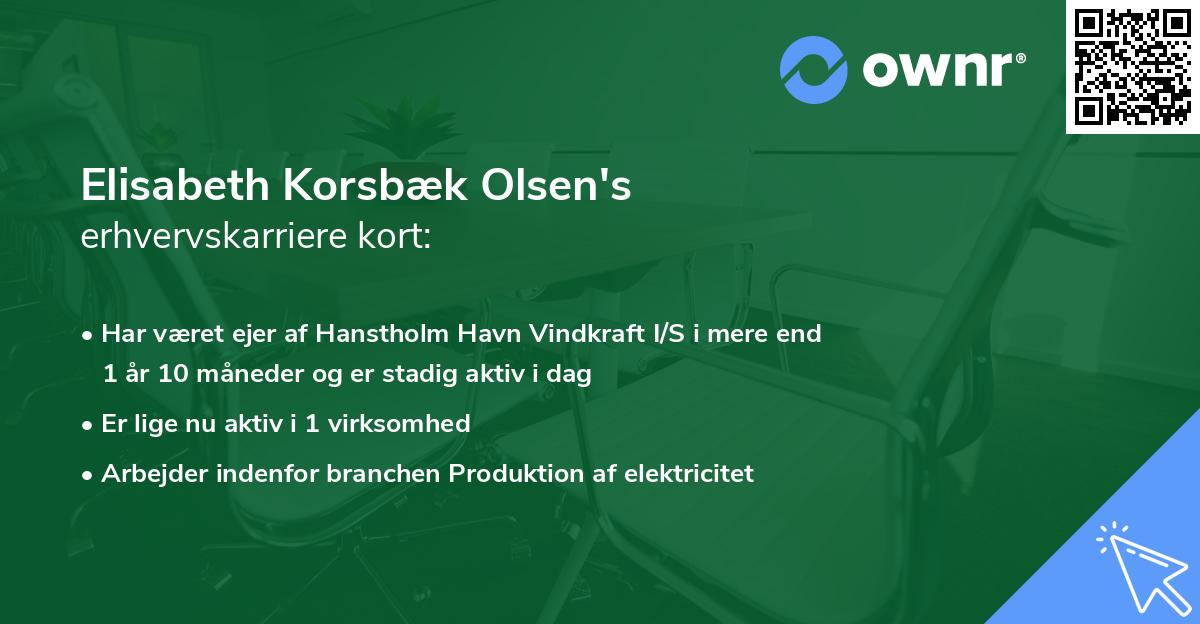 Elisabeth Korsbæk Olsen's erhvervskarriere kort