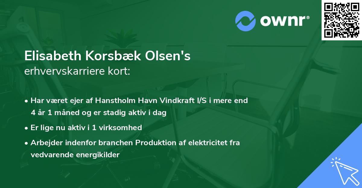 Elisabeth Korsbæk Olsen's erhvervskarriere kort