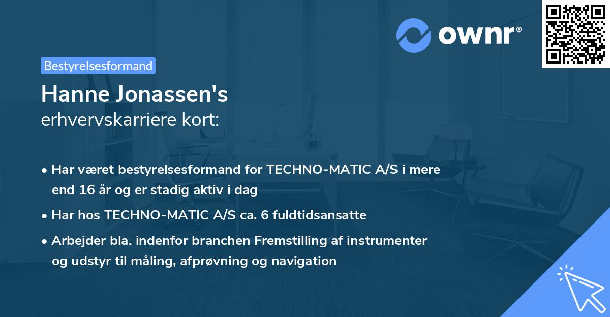 Hanne Jonassen's erhvervskarriere kort