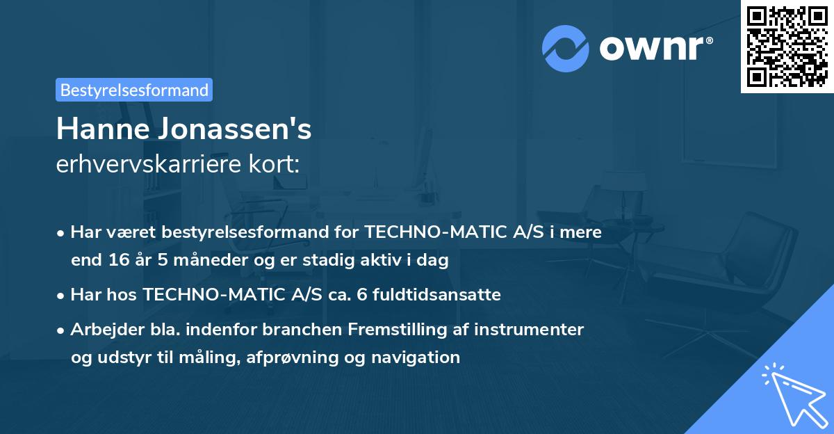Hanne Jonassen's erhvervskarriere kort