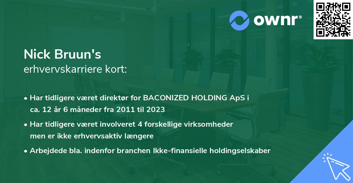 Nick Bruun's erhvervskarriere kort