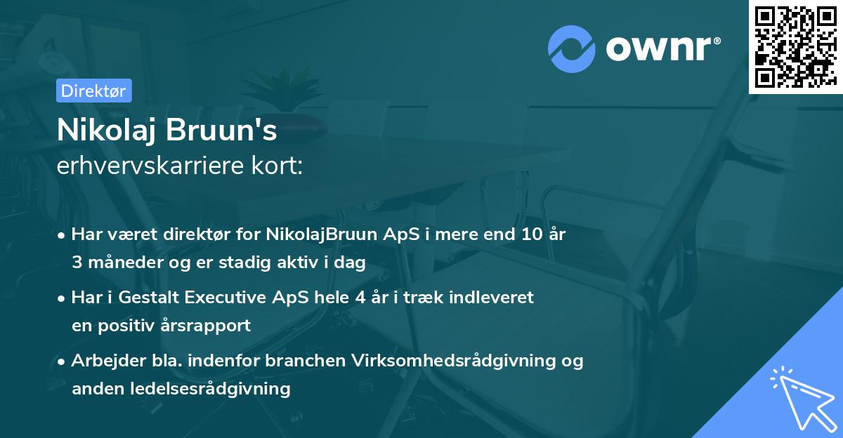 Nikolaj Bruun's erhvervskarriere kort
