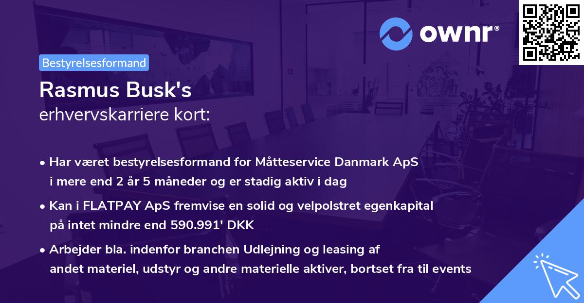 Rasmus Busk's erhvervskarriere kort