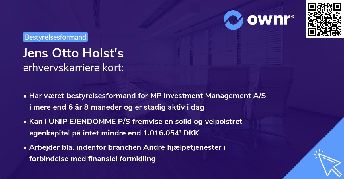 Jens Otto Holst's erhvervskarriere kort