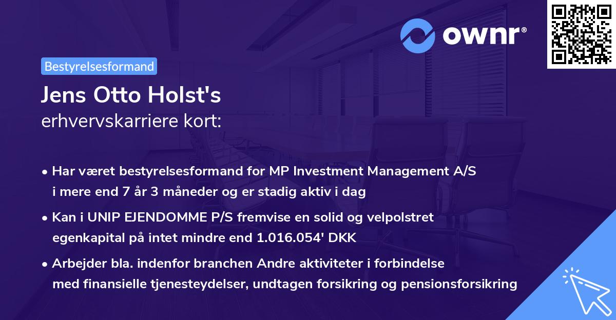 Jens Otto Holst's erhvervskarriere kort