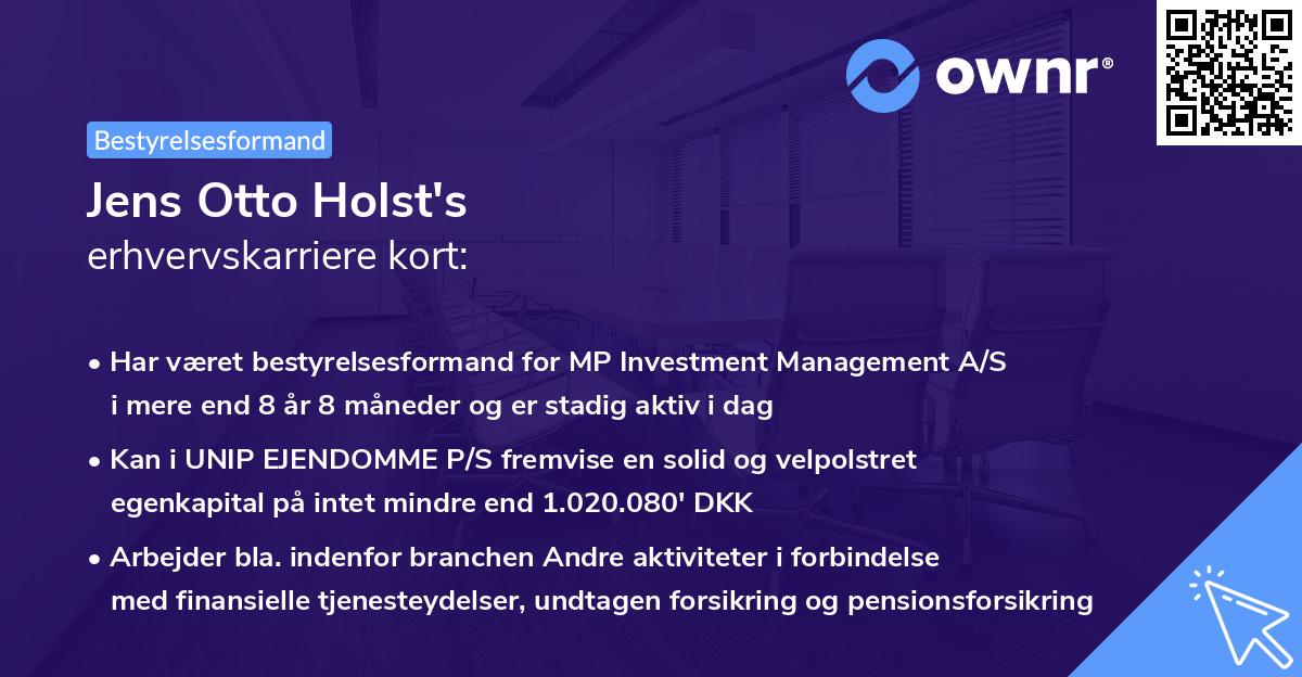 Jens Otto Holst's erhvervskarriere kort