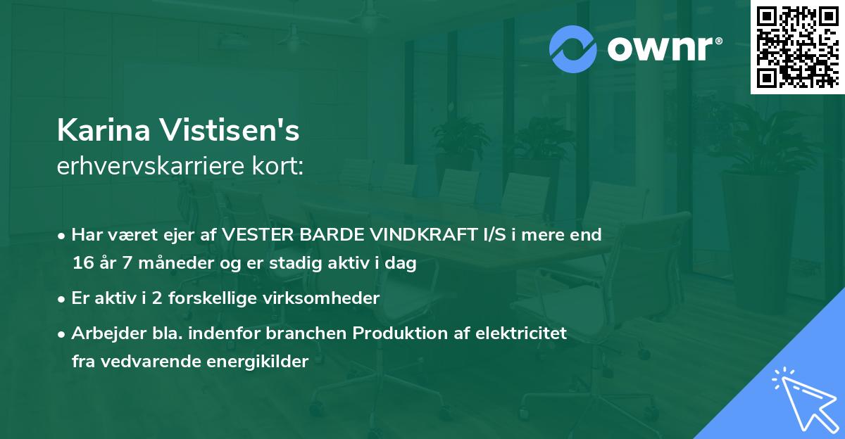 Karina Vistisen's erhvervskarriere kort