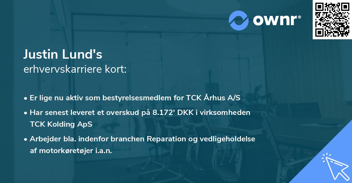 Justin Lund's erhvervskarriere kort