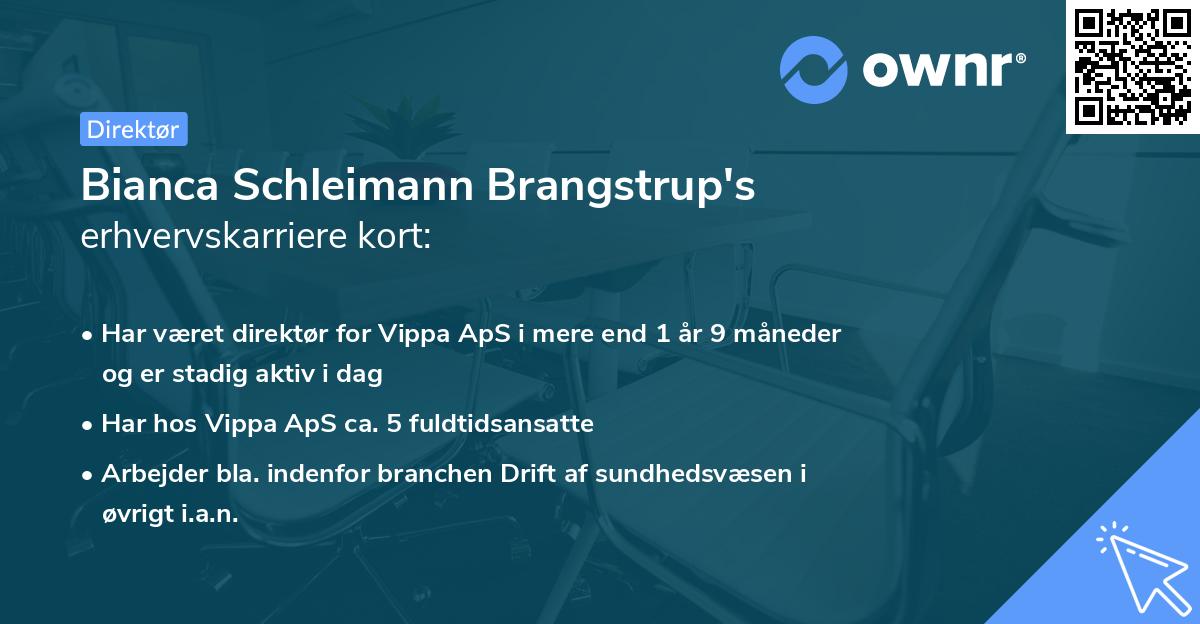 Bianca Schleimann Brangstrup's erhvervskarriere kort