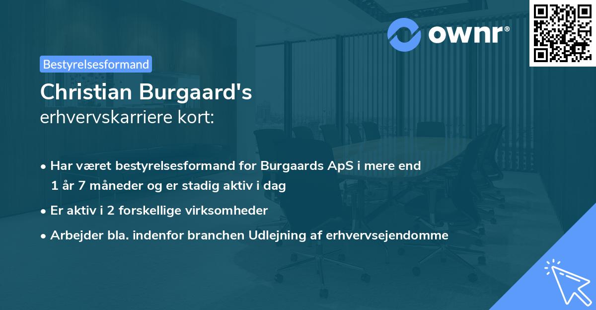 Christian Burgaard's erhvervskarriere kort