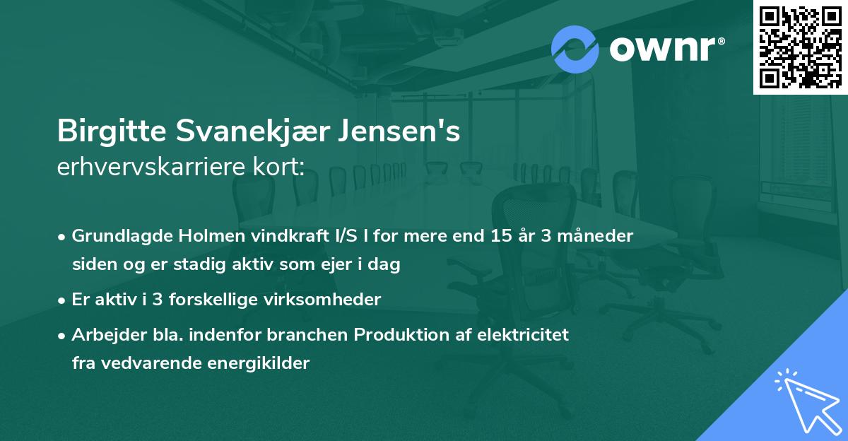 Birgitte Svanekjær Jensen's erhvervskarriere kort