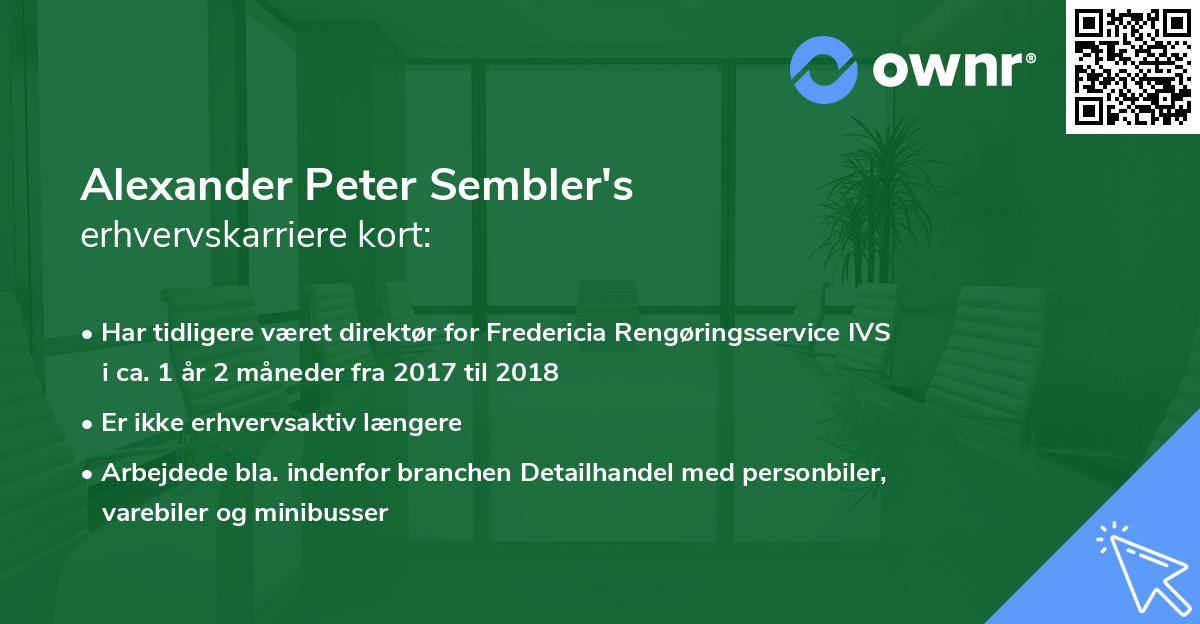 Alexander Peter Sembler's erhvervskarriere kort