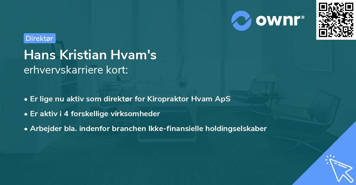 Hans Kristian Hvam's erhvervskarriere kort
